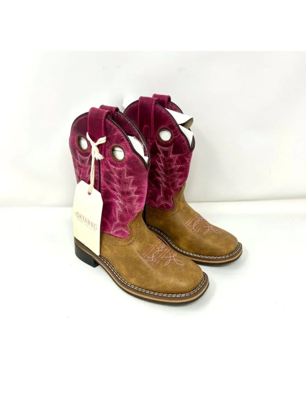 Shyanne Little Girls Western Boots Brown Pink Square Toe Size 11 Cowboy Boots